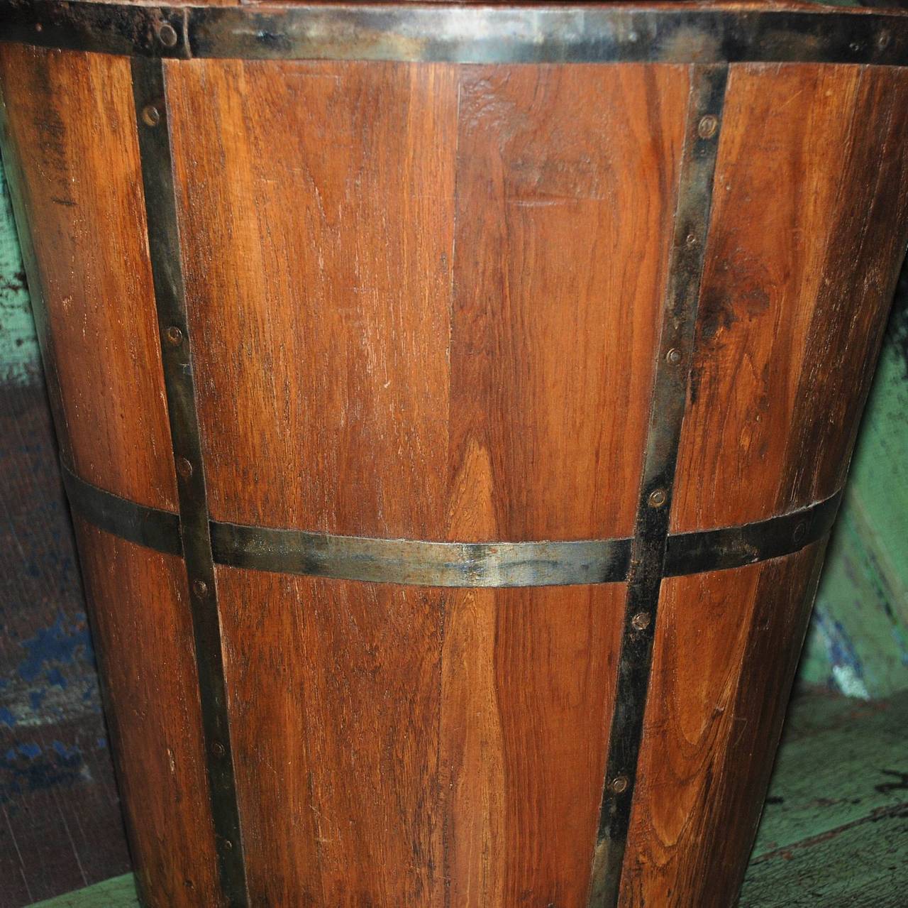 Antique Walnut & Oak Bucket with New Liner