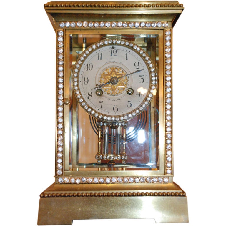 Horloge de chevalet américaine ancienne en bronze
