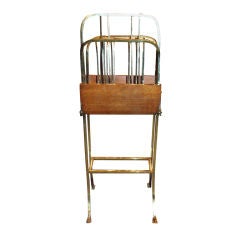 Antique English Oak And Brass Magazine Rack