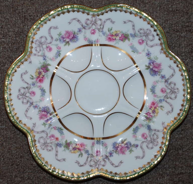 Antique French Limoges Oyster Plate, signed L.Bernard Co., made Higgins and Seiter, New York, c. 1900