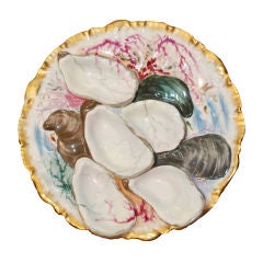 Antique French Hand painted Turkey Pattern Oyster plate