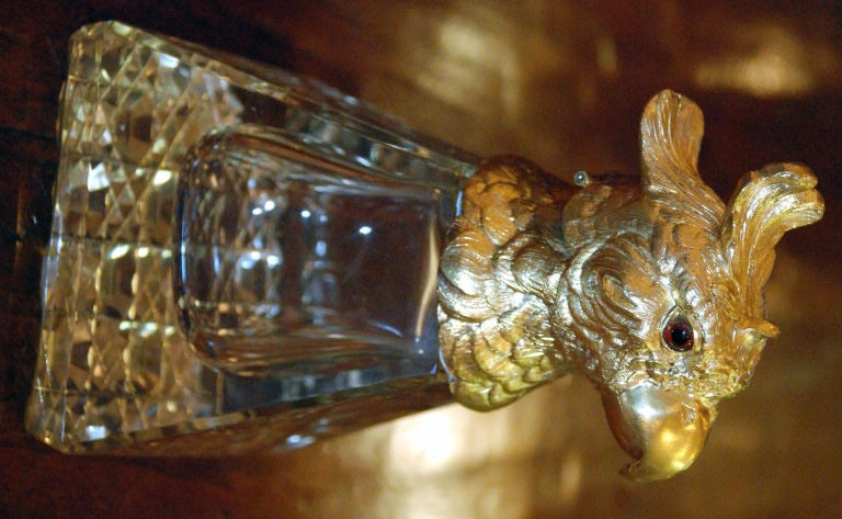 Antique Bronze Dore Parrot Inkwell