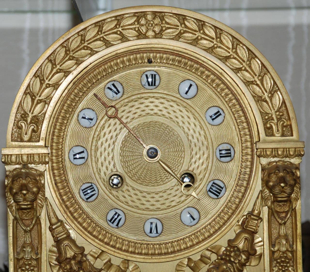 Gilt Antique French Empire Revival Bronze Gold Clock