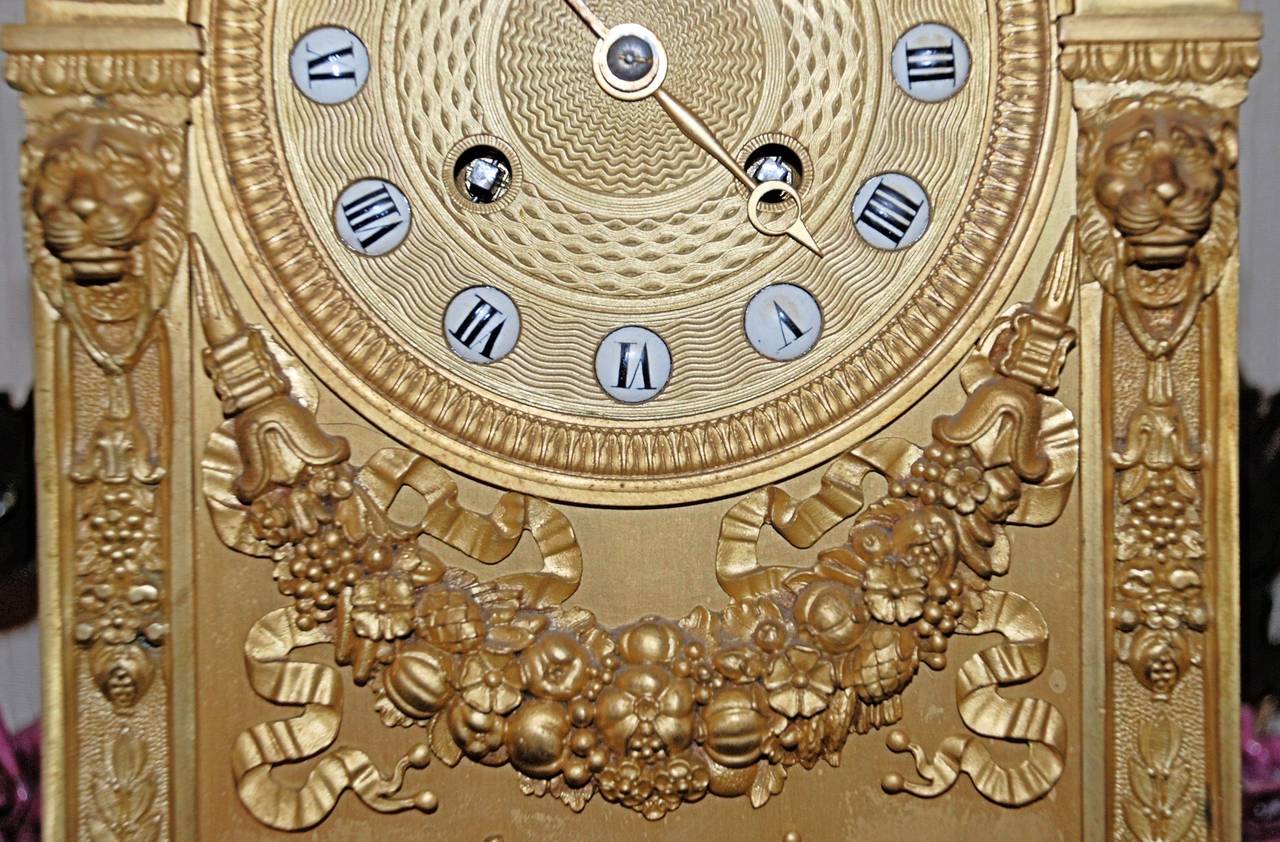 Antique French Empire Revival Bronze Gold Clock 1