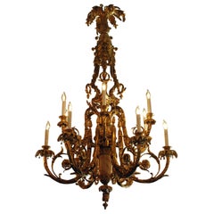 Antique Marble and Bronze Chandelier