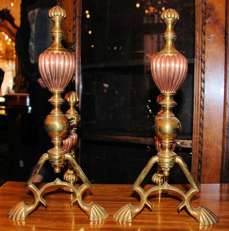 Pair of Antique Brass Fire Dogs