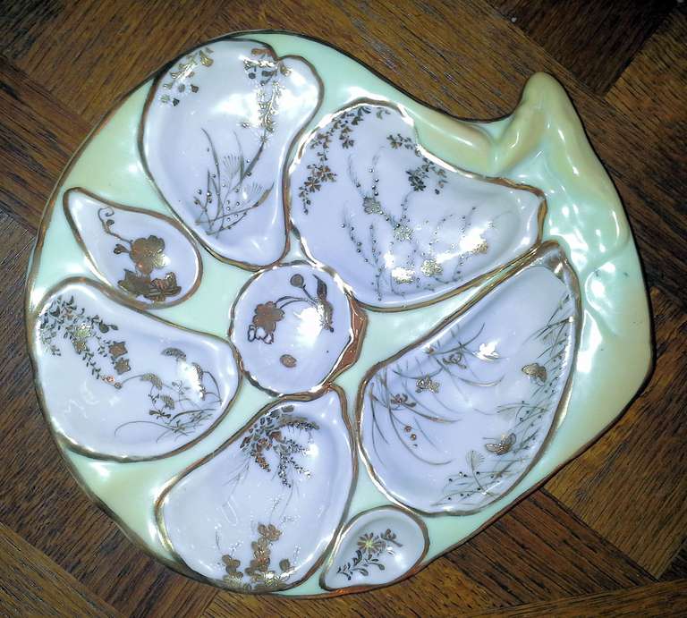 Antique Handpainted Japanese Kutani Oyster Plate