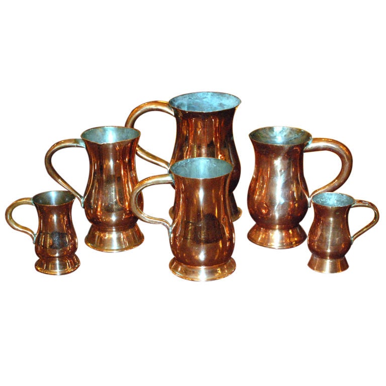 Set of Antique Copper Tankards