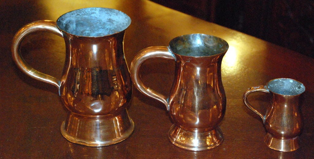 English Set of Antique Copper Tankards