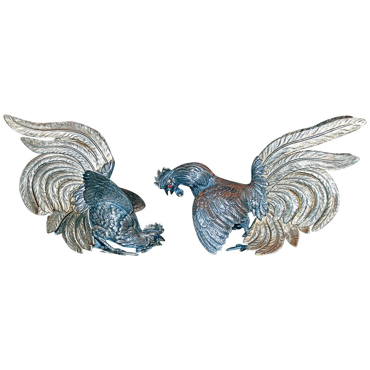 Antique Silver Roosters