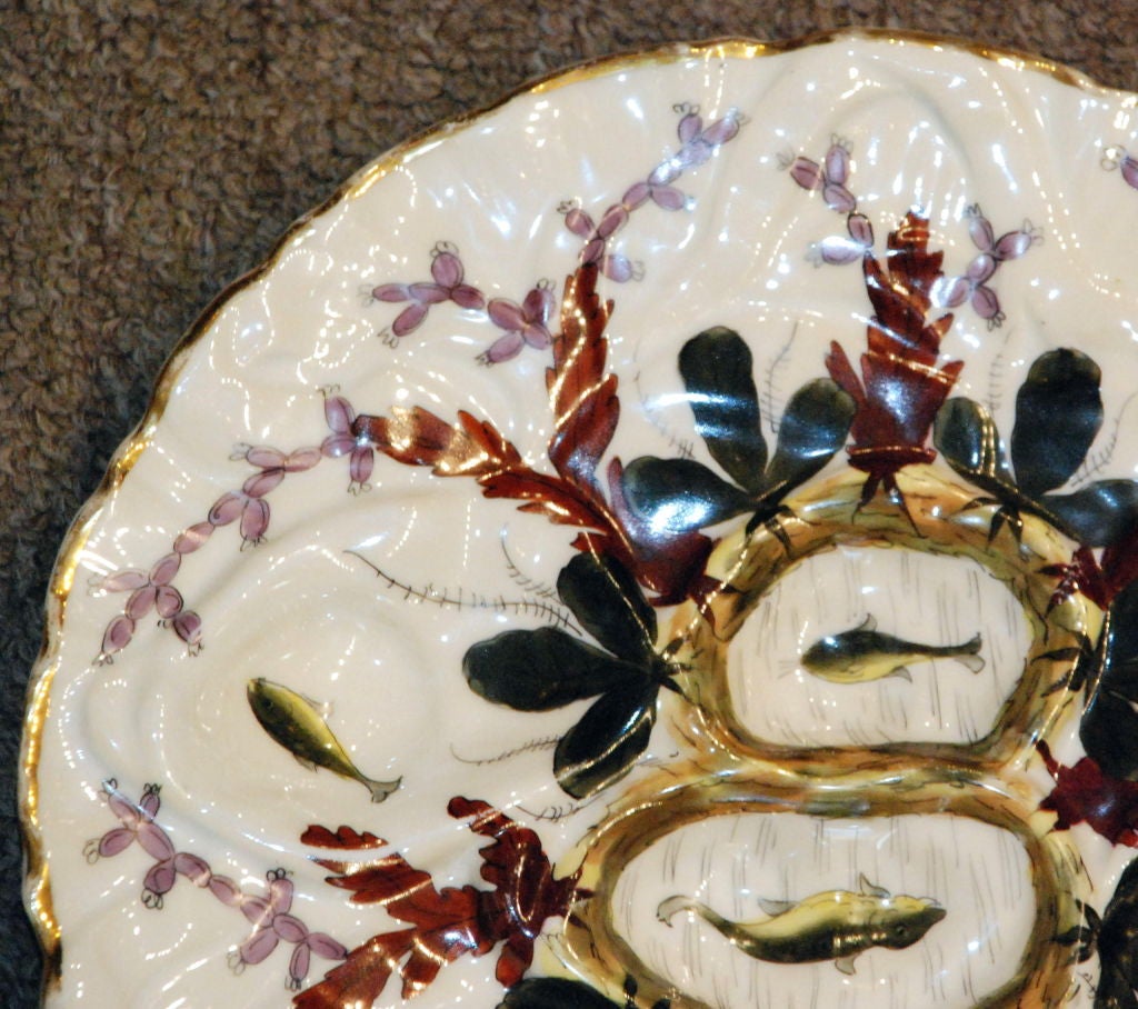 Antique German Porcelain Turkey Pattern Oyster Plate