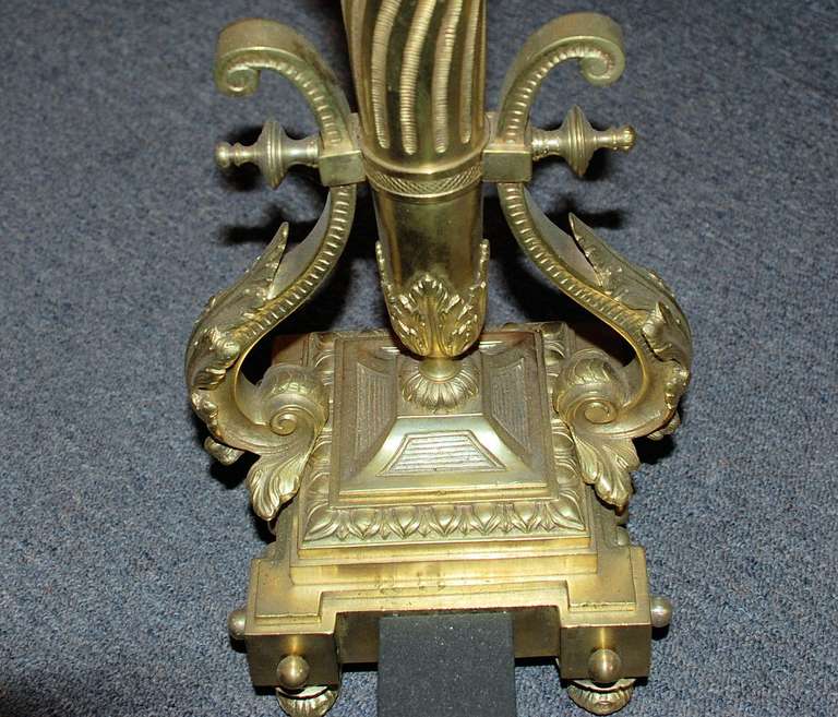 Antike französische Feuerböcke „Quivers & Arrows“ aus Gold und patinierter Bronze, um 1890. im Angebot 3