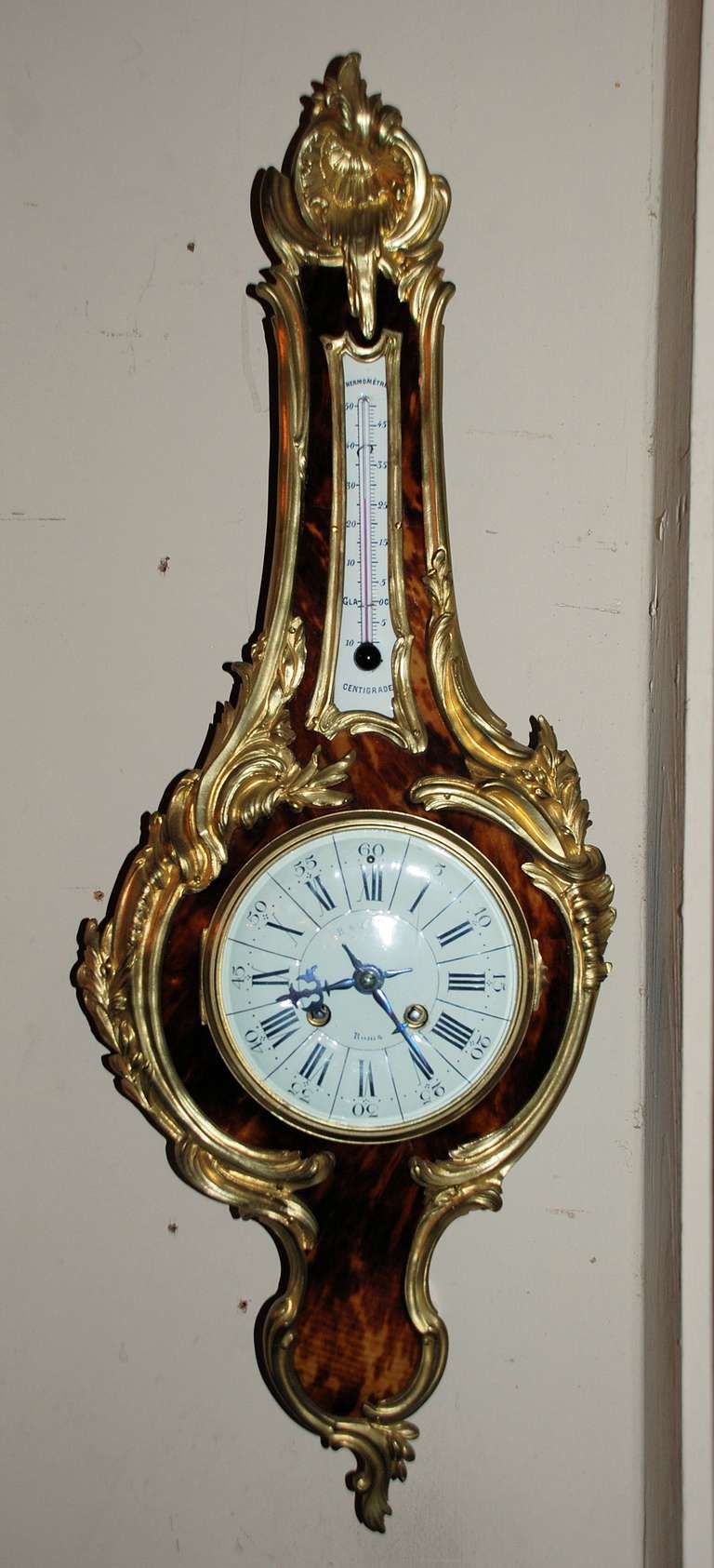 Antique Louis XVI Tortoiseshell and Ormolu Barometer Clock