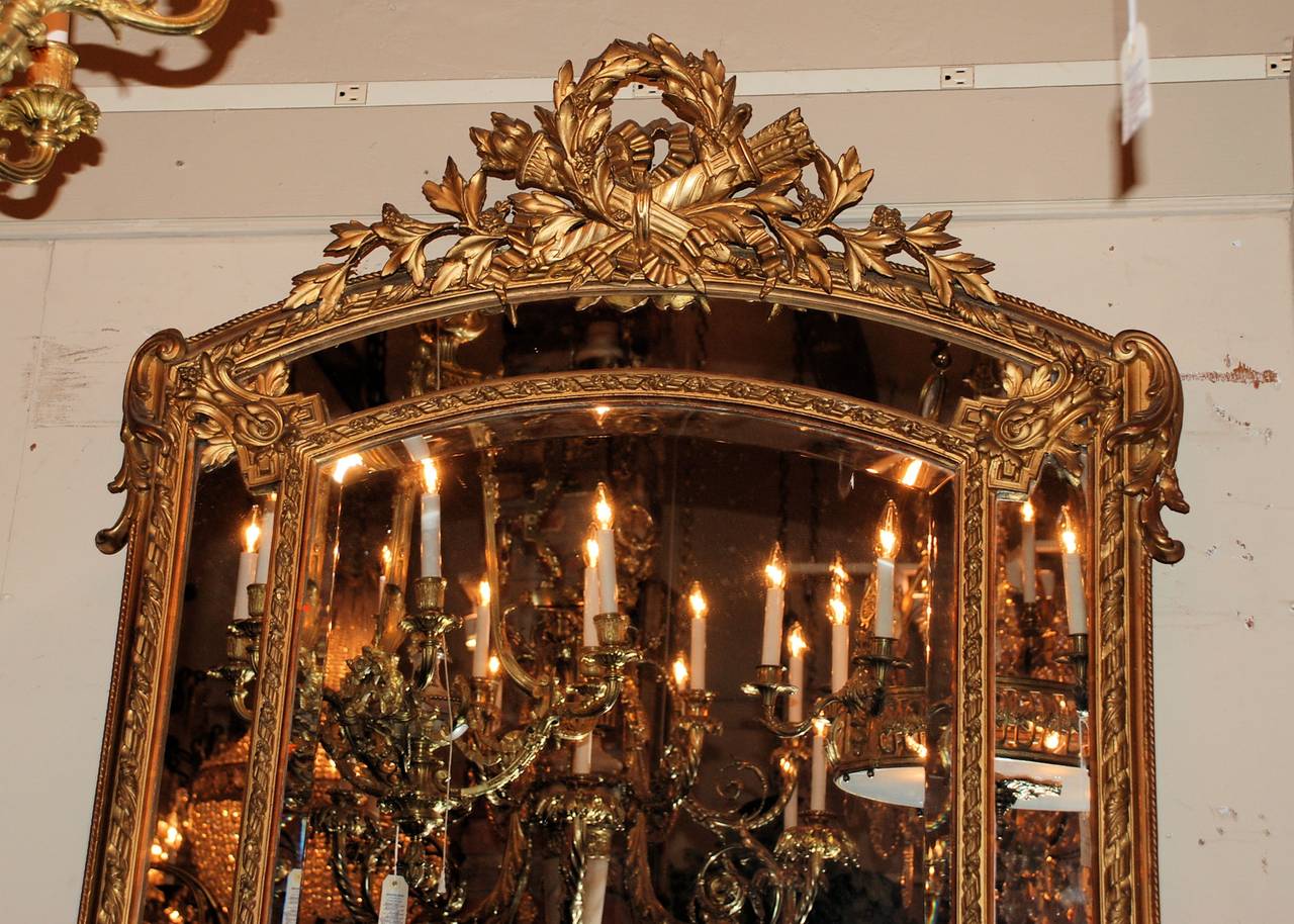 Antique French Louis XVI Gold Mirror Panel
