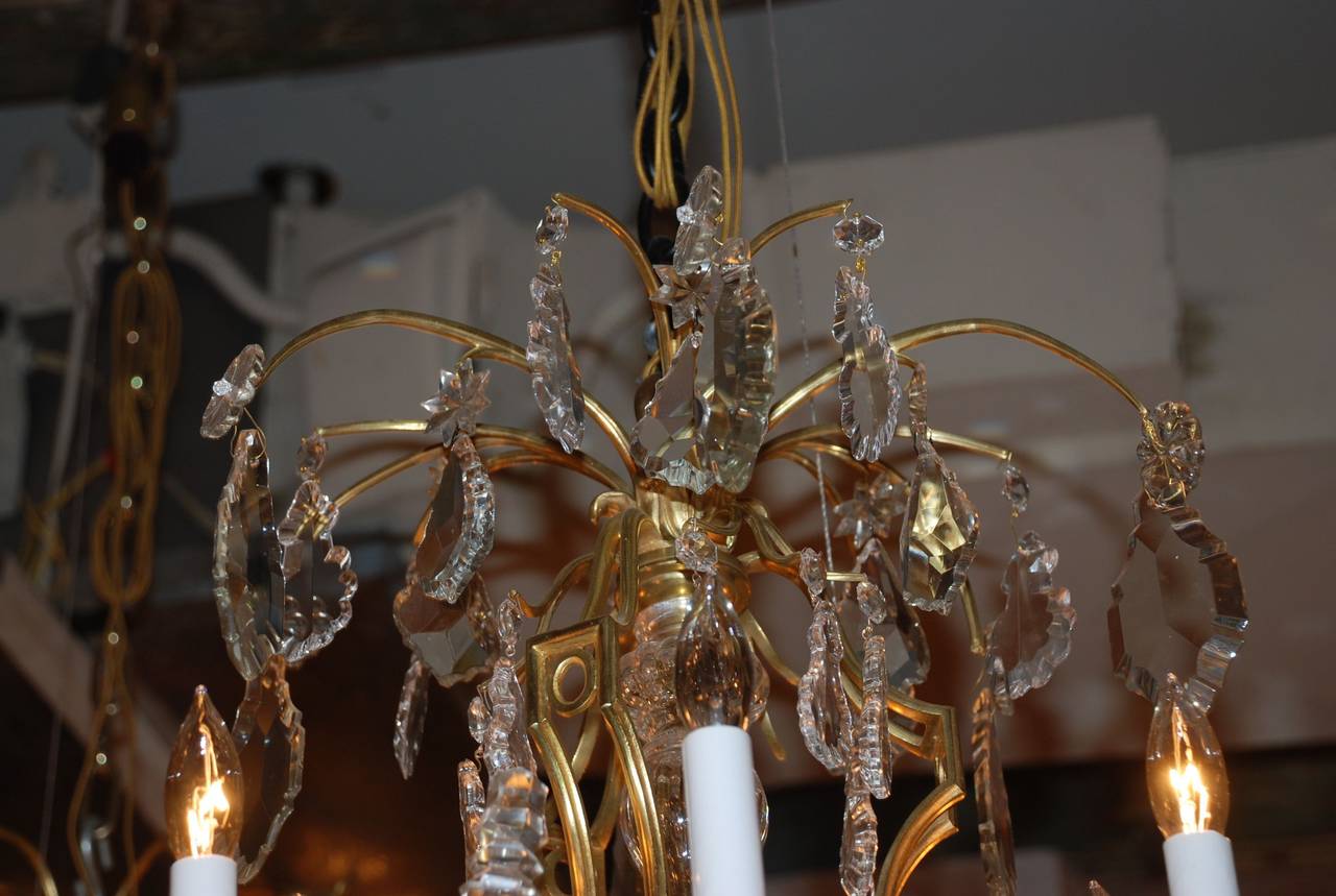 Antique French Baccarat Crystal Chandelier & Gold Bronze