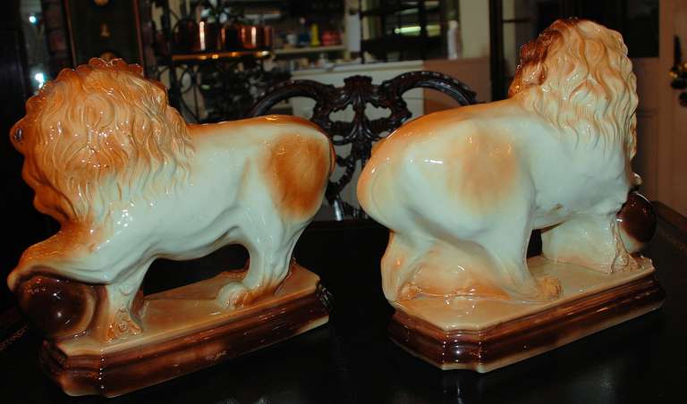 19th Century Staffordshire Lions