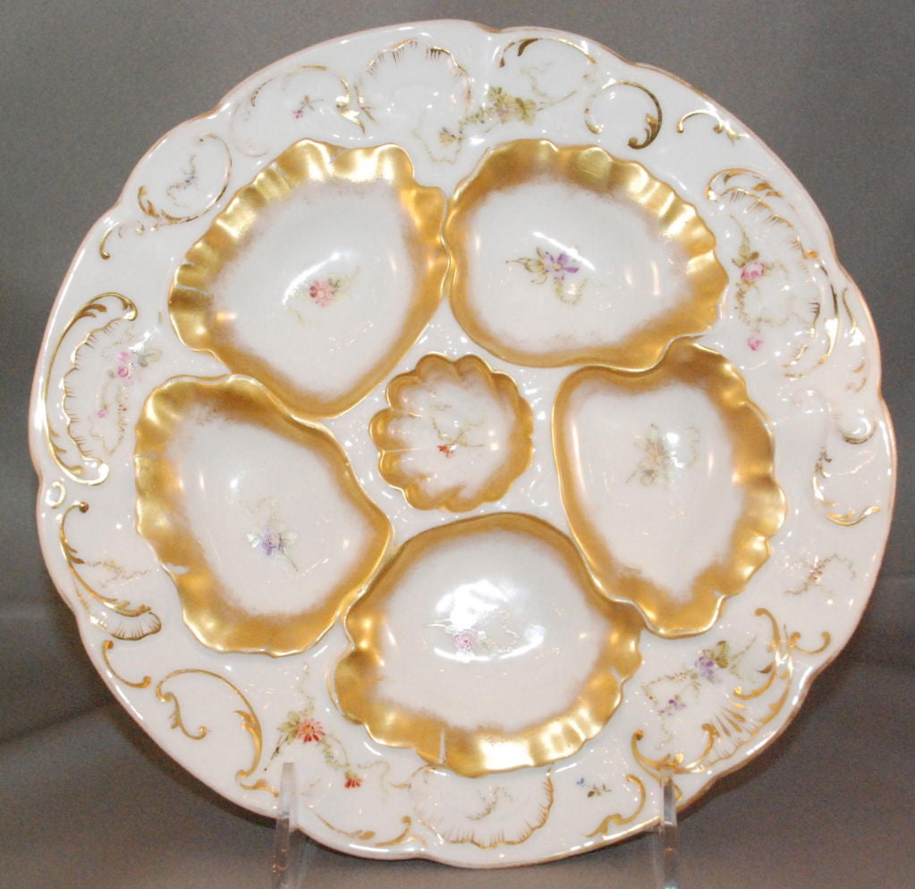 Antique French Limoges Oyster Plate by Elite Works Unusual Design