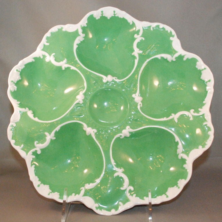 Antique French Porcelain Oyster Plate Signed Tressemanes and Vogt Co. circa 1890