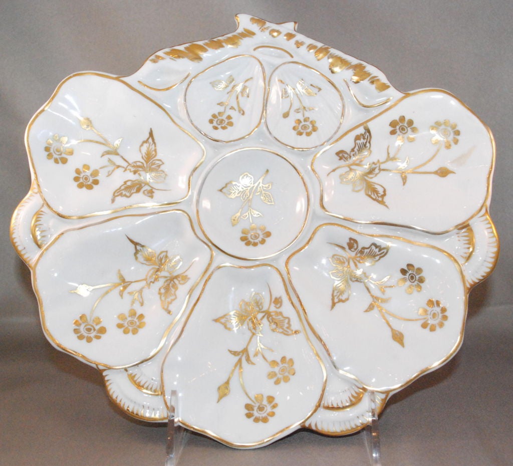 Antique 19th Century Continental Porcelain Oyster Plate  circa 1890