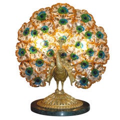 Antique Art Nouveau Peacock Lamp