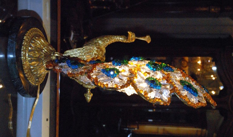 20th Century Antique Art Nouveau Peacock Lamp