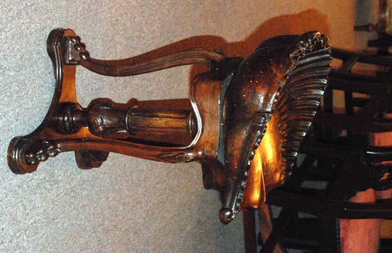 French Antique Frnch Carved Walnut Piano Bench