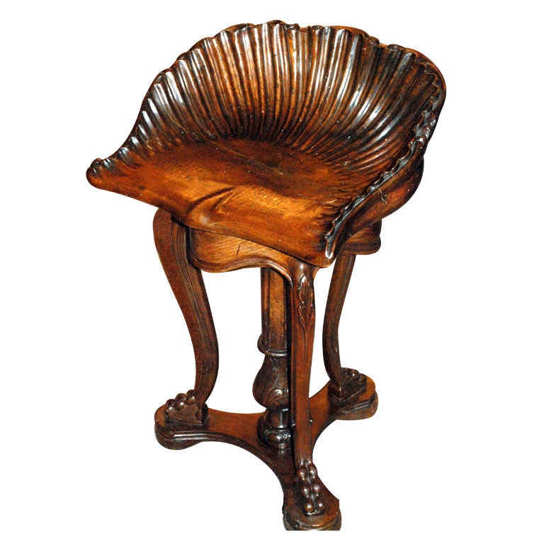 Antique Frnch Carved Walnut Piano Bench