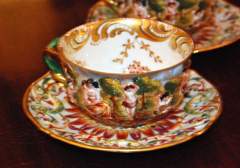 Set Of Six Capo Di Monte Cups And Saucers