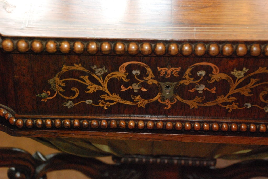 Rosewood Rare Antique Victorian Games And Sewing Table