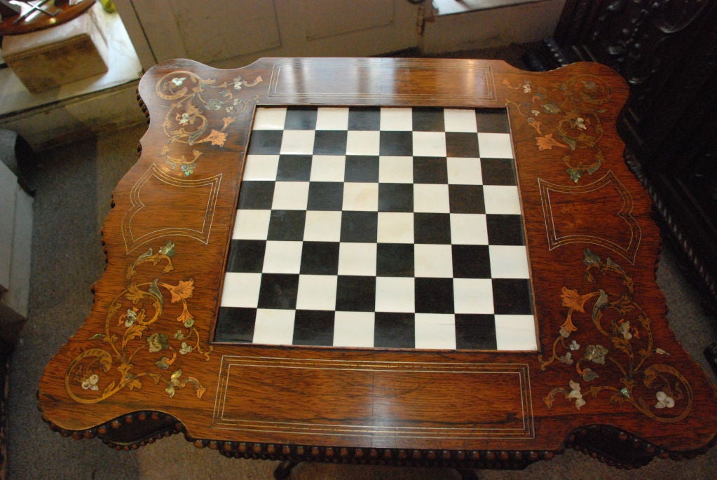 Rare Antique Victorian Games And Sewing Table 1
