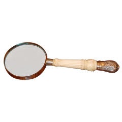 Antique English Sterling Silver Ivory Magnifier