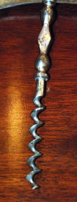 20th Century Antique Antler CorkScrew With Sterling SIlver Mounts
