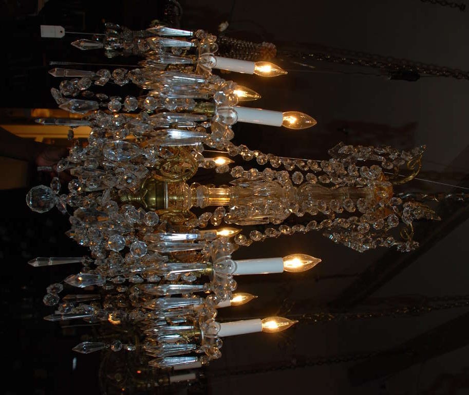 Antique French Crystal and Bronze, 8-Light Chandelier, late 19th century
