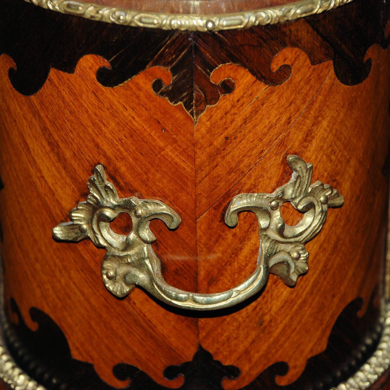 Antique Jardiniere Made of Inlaid Exotic Wood 1