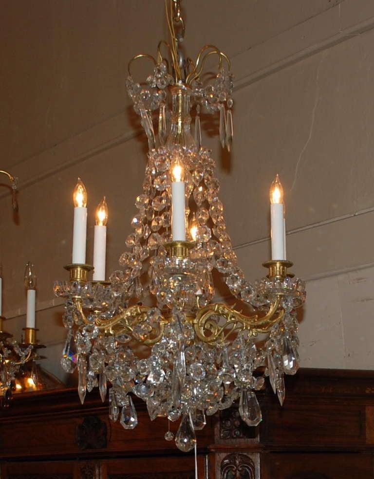 Antique French Bronze and Baccarat Crystal Chandelier