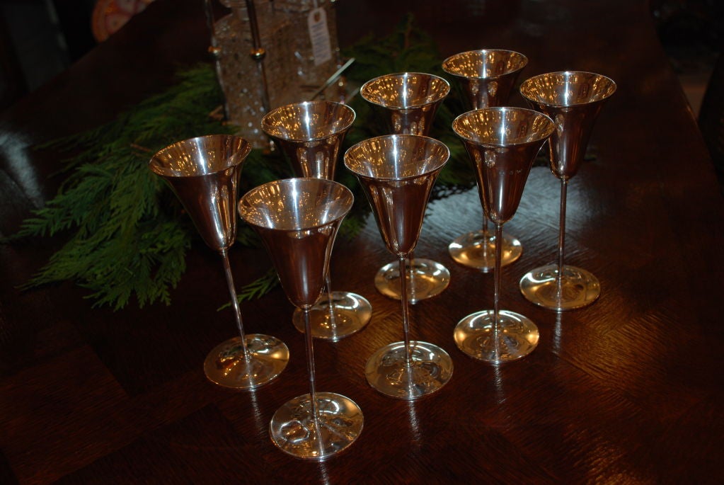 Mid-20th Century Antique American Sterling Silver Champagne Flutes