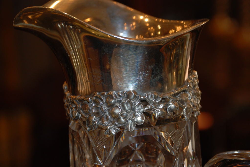 20th Century Sterling Silver and Crystal Claret Jug
