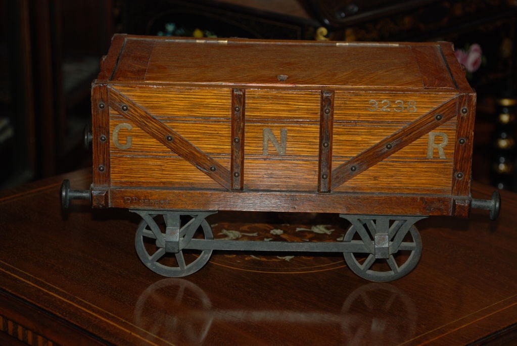 Antique English Smokers Box Rail Car