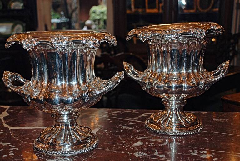 Pair of Antique American Silver-plated Wine Coolers