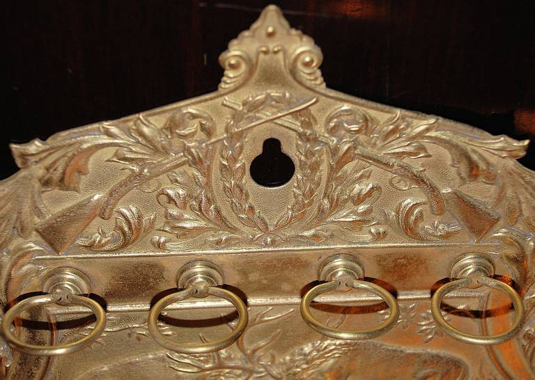 British Antique English Victorian Brass Pipe Rack, 1880
