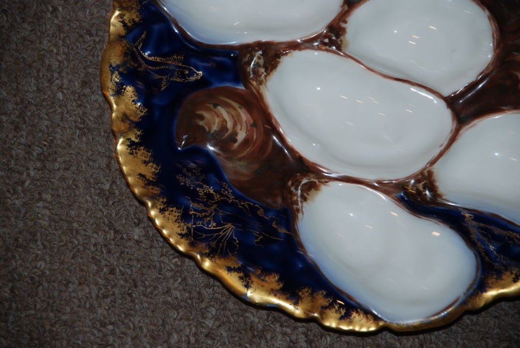 Antique Cobalt BlueTurkey Pattern Oyster Plate 5