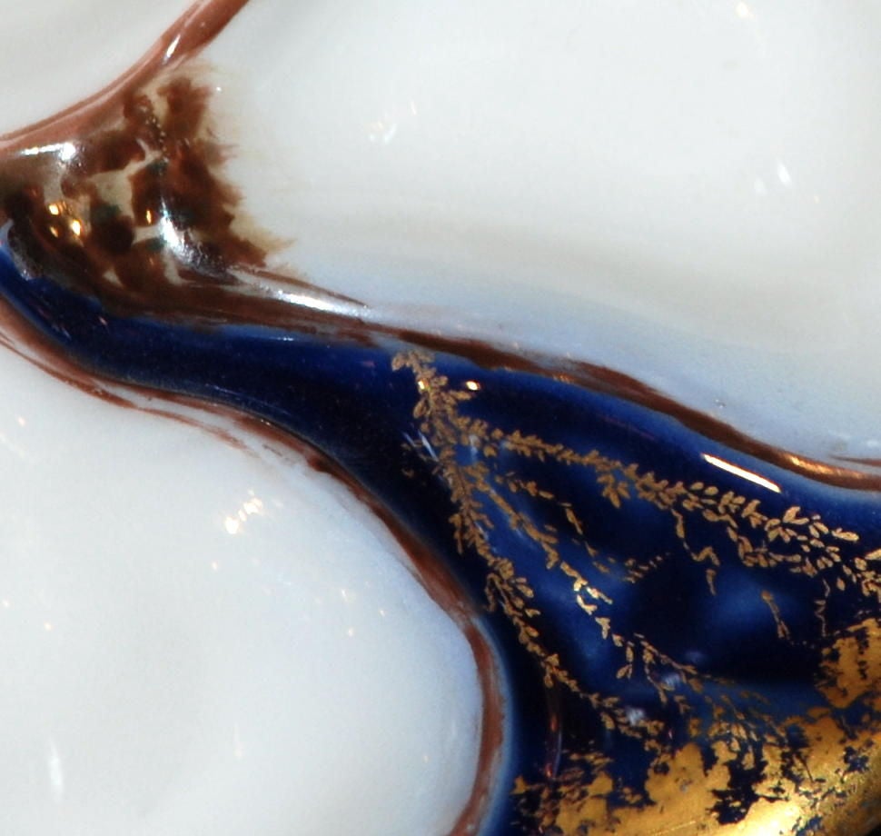 French Antique Cobalt BlueTurkey Pattern Oyster Plate