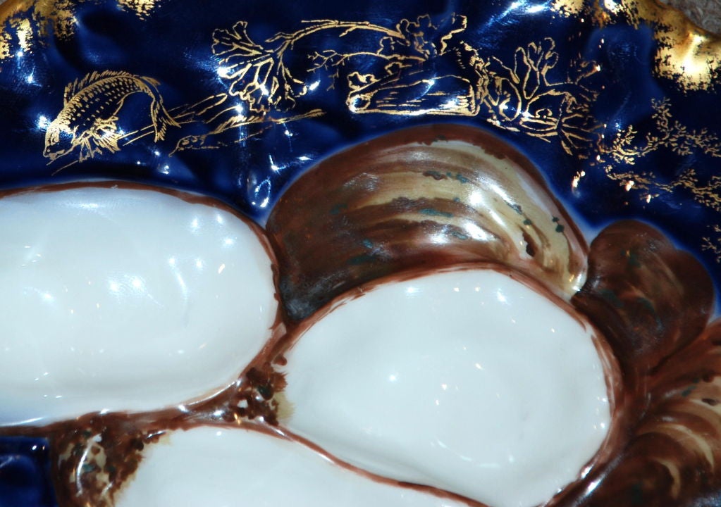 Antique Cobalt BlueTurkey Pattern Oyster Plate 1