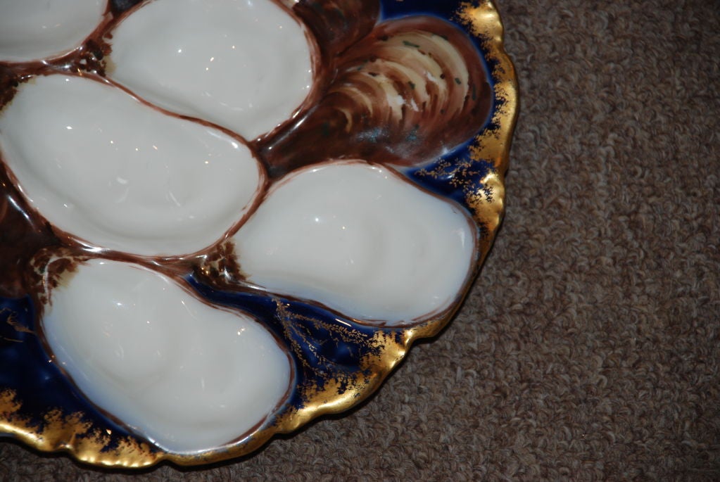Antique Cobalt BlueTurkey Pattern Oyster Plate 2
