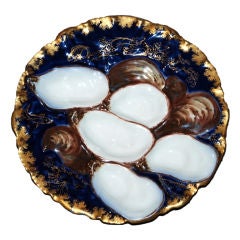 Antique Cobalt BlueTurkey Pattern Oyster Plate