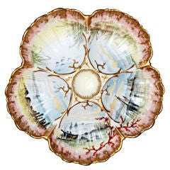 Antique French Porcelain Oyster Plate