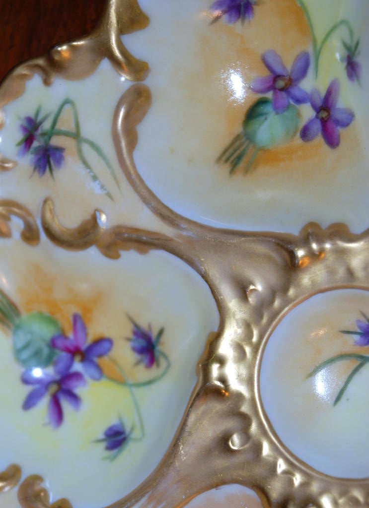 French Hand Painted Limoges T&V Porcelain Oyster Plate