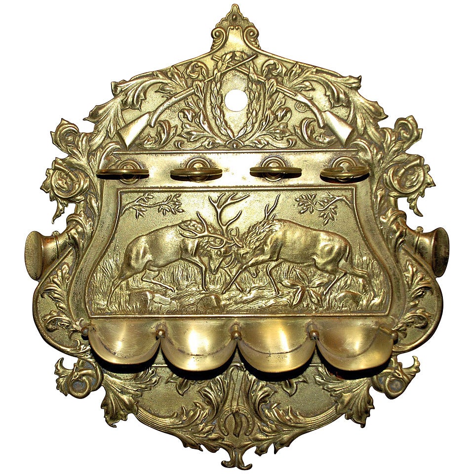Antique English Victorian Brass Pipe Rack, 1880