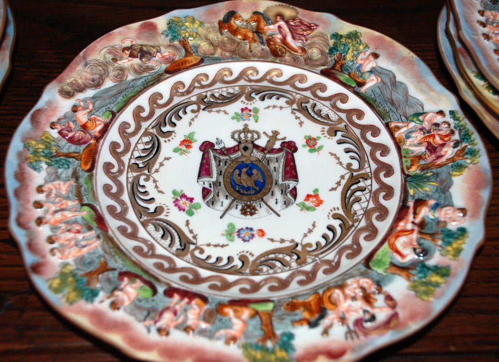 Antique Capo Di Monte "Napoleon" Plates