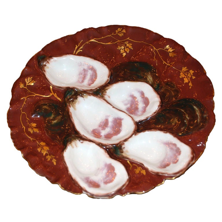 Antique Turkey Pattern Oyster Plate